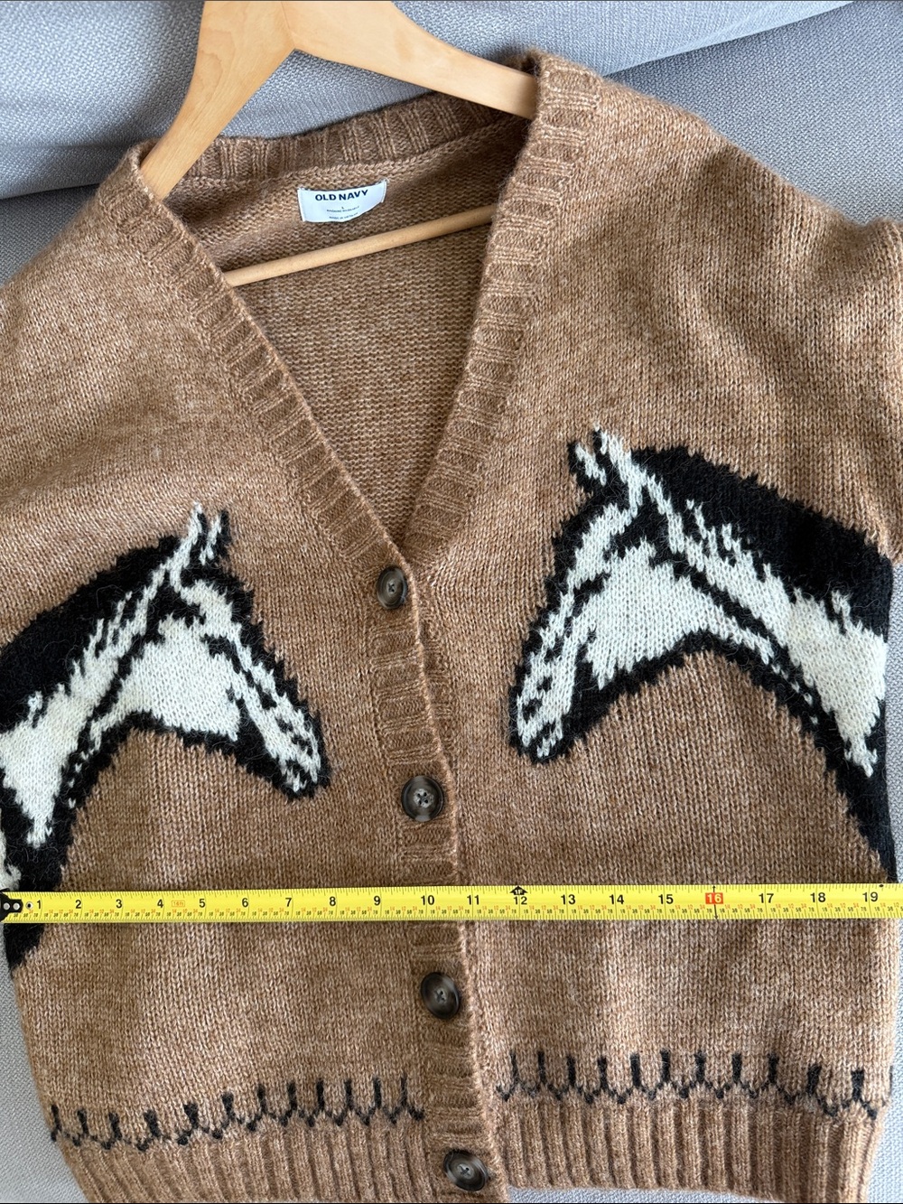 Old Navy Brown Horse Intarsia Button-Front Cardigan Size L NWT - Picture 9 of 12